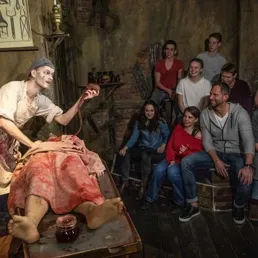 The plague doctor explains the full extent of the 16th century plague in a vivid, dramatic, disturbingly enthusiastic and bloodthirsty way