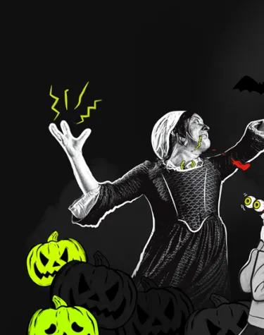 Family visiting The Blackpool Tower Dungeon for Halloween