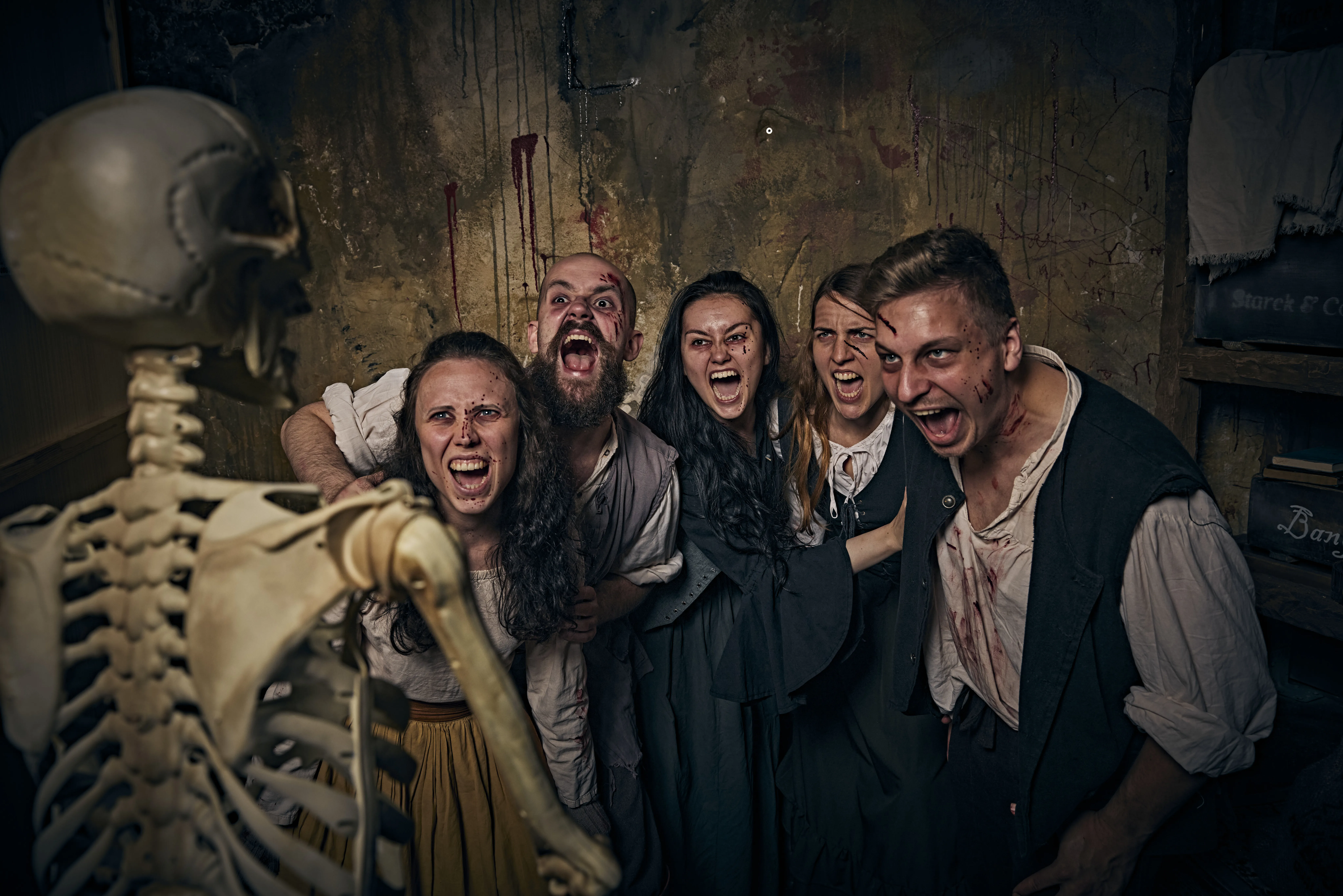 Scare Crew infront of seceleton
