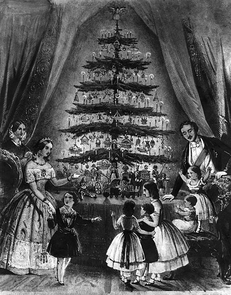 Victorian Christmas tree with Prince Albert and Queen Victoria